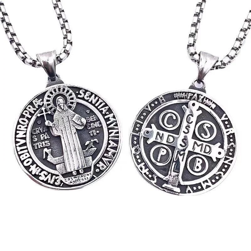 SAIYE 316lOrder of Saint Benedict Necklace Pendant Stainless Steel Cross Exorcism Fashion Jewelry 316L Titanium Steel Wholesale