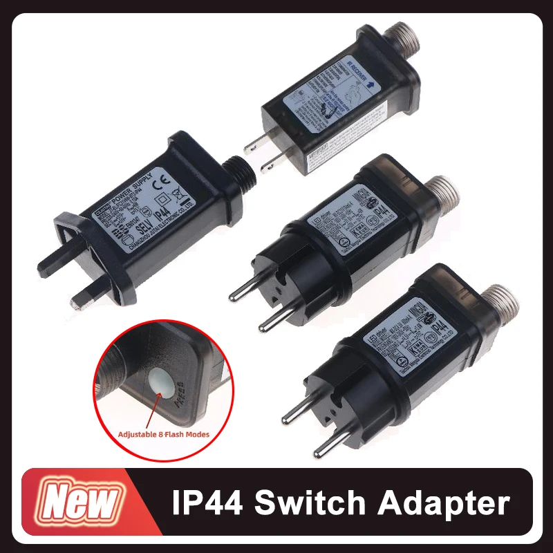 EU/UK/US Plug Switch Adapter IP44 Waterproof Laser Lighting Power Supply AC 220V To 31/30/18/4.5V DC 8 Functional SELV LED Lamp