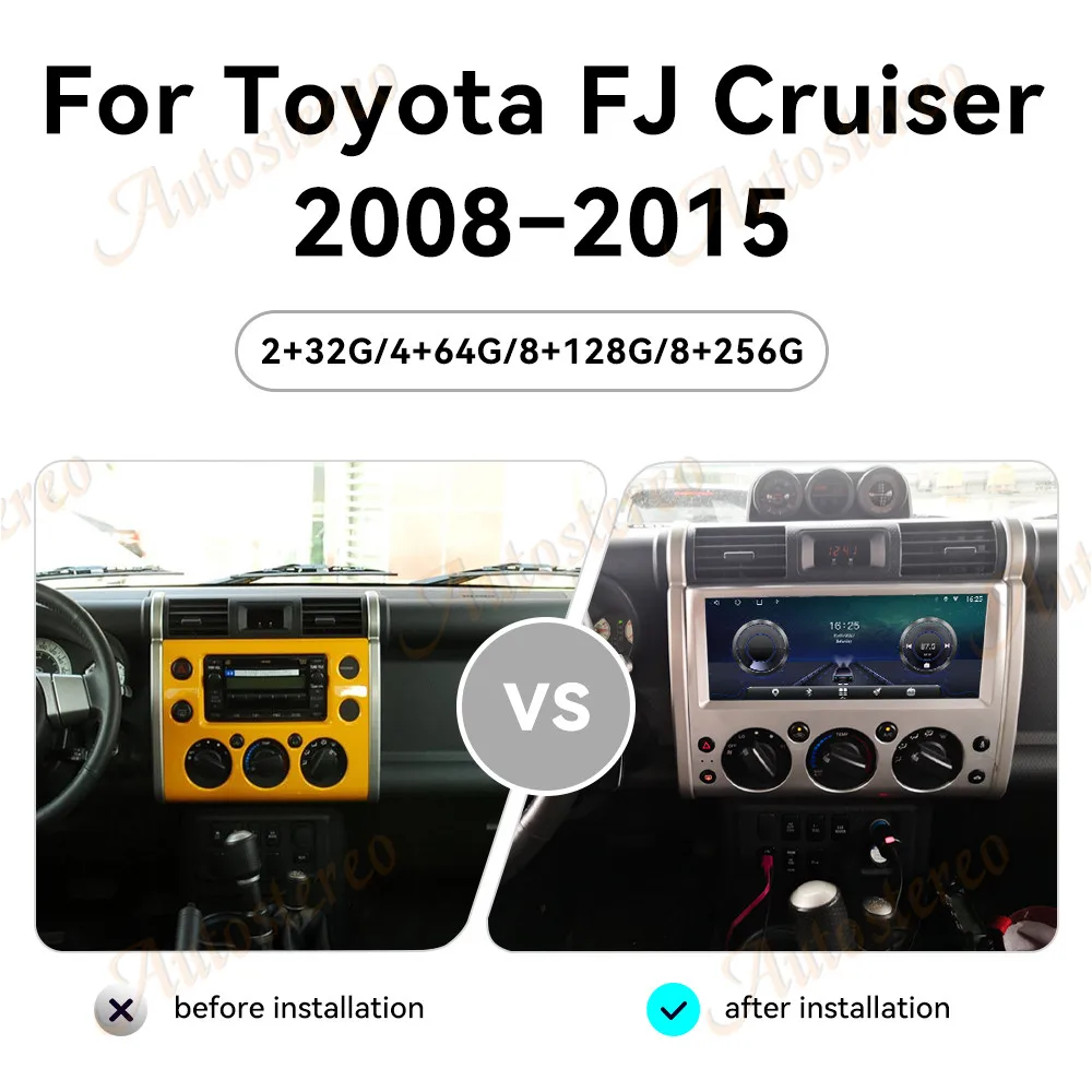 12.3 Inch Android 14 For Toyota Cruiser 2008-2015 Car Multimedia Player GPS Navigation Auto Radio Tape Recorder Head Unit Stereo
