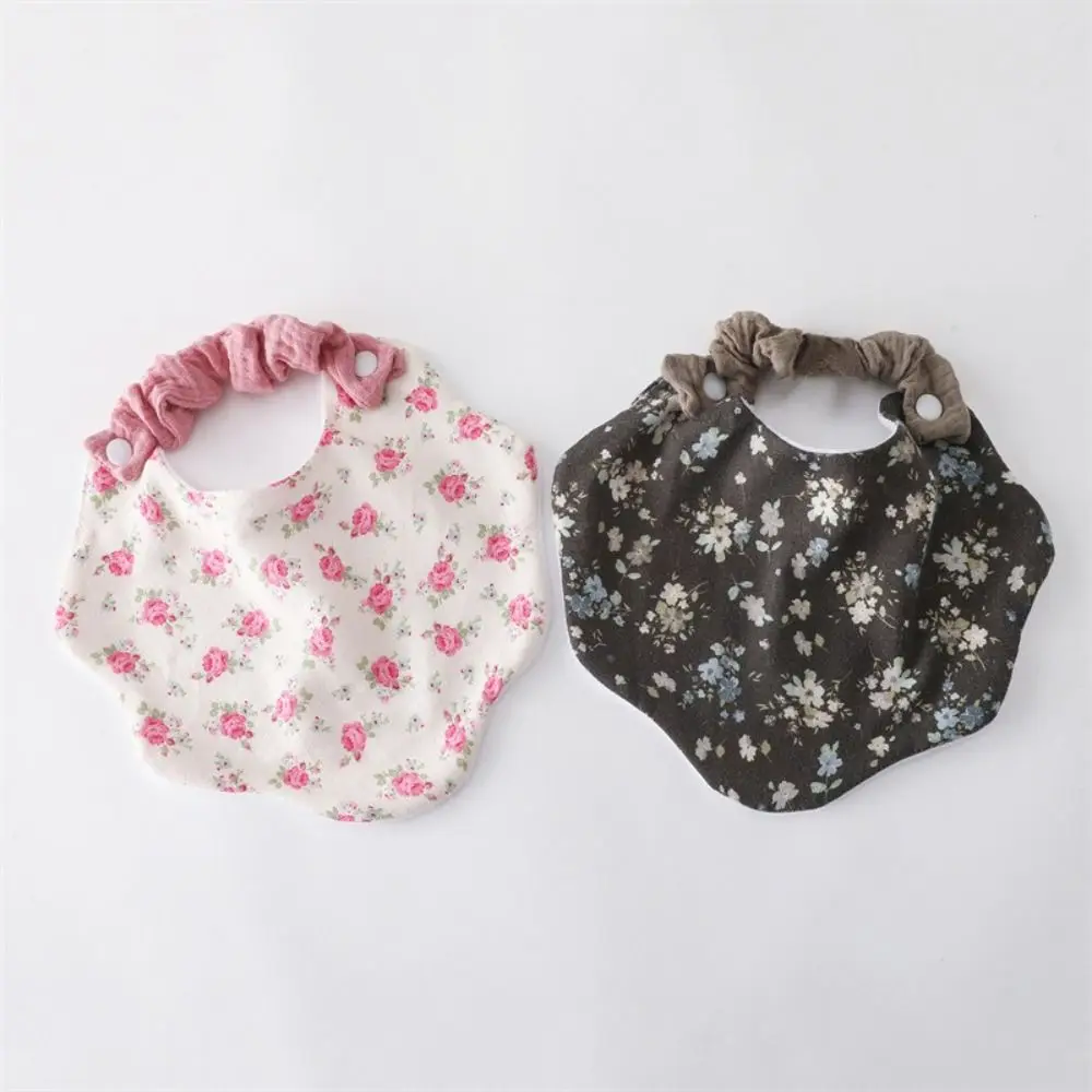 Cotton Gauze Baby Feeding Bib Printed Design 360-Degree Coverage Burp Cloth Soft Texture Wave Shape Cotton Bibs For Toddlers