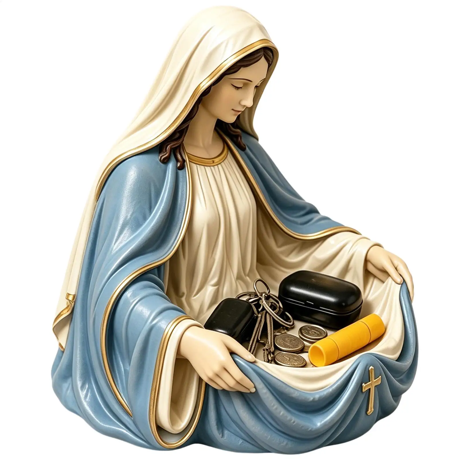 Decorative Key Bowl Mother Mary Key Storage Religious Storage Dish For Women Men Collectors Bedroom Living Room Study Bathroom