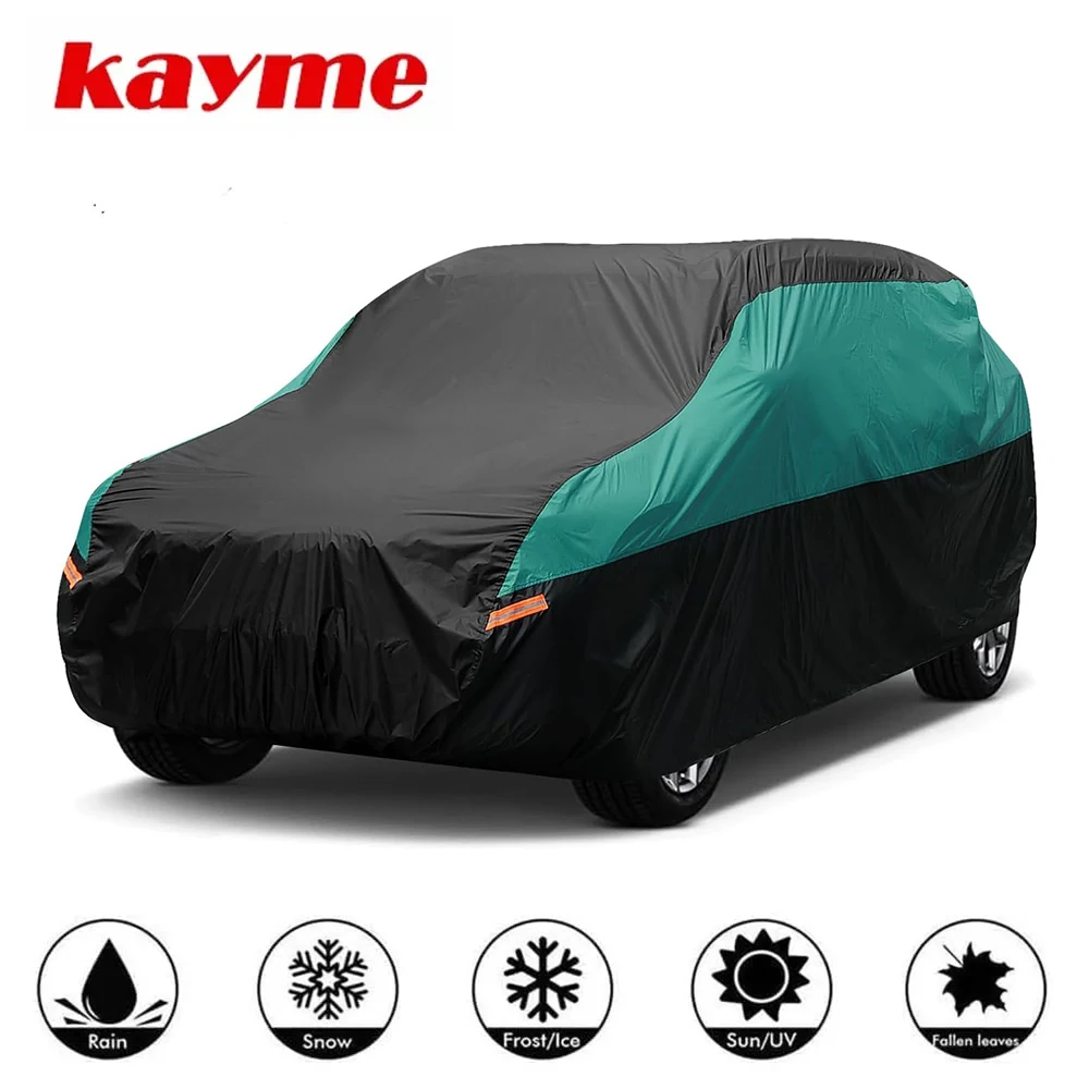 

Kayme Universal Full Car Covers Outdoor Waterproof Sun Rain Snow UV Protectio Fit SUV/Sedan/Hatchback