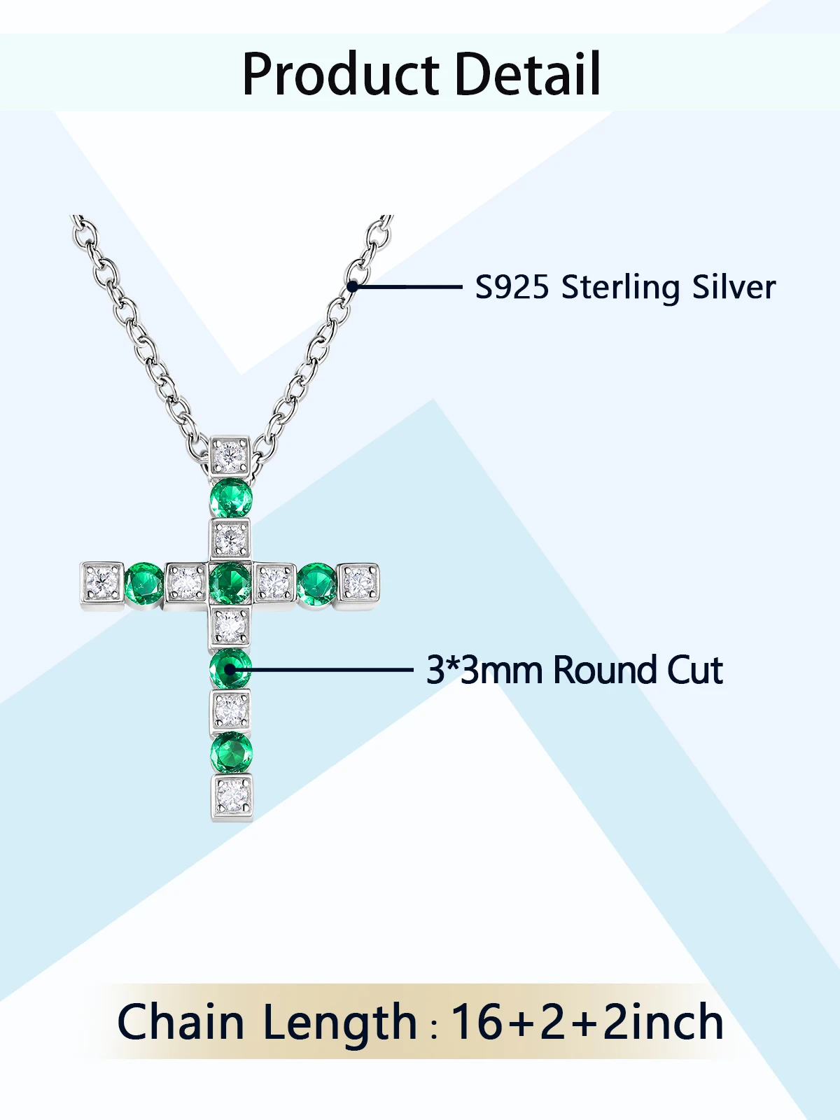 TYYL Moissanite Infinity Cross Necklace 925 Sterling Silver Created Sapphire Cross Pendant Birthstone Jewelry Gift for Women