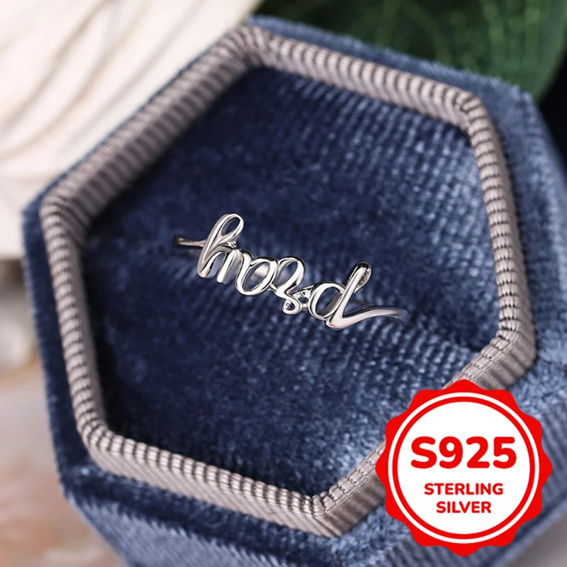 

S925 authentic sterling silver versatile prayer opening ring for women retro light luxury exquisite simple fashion classic