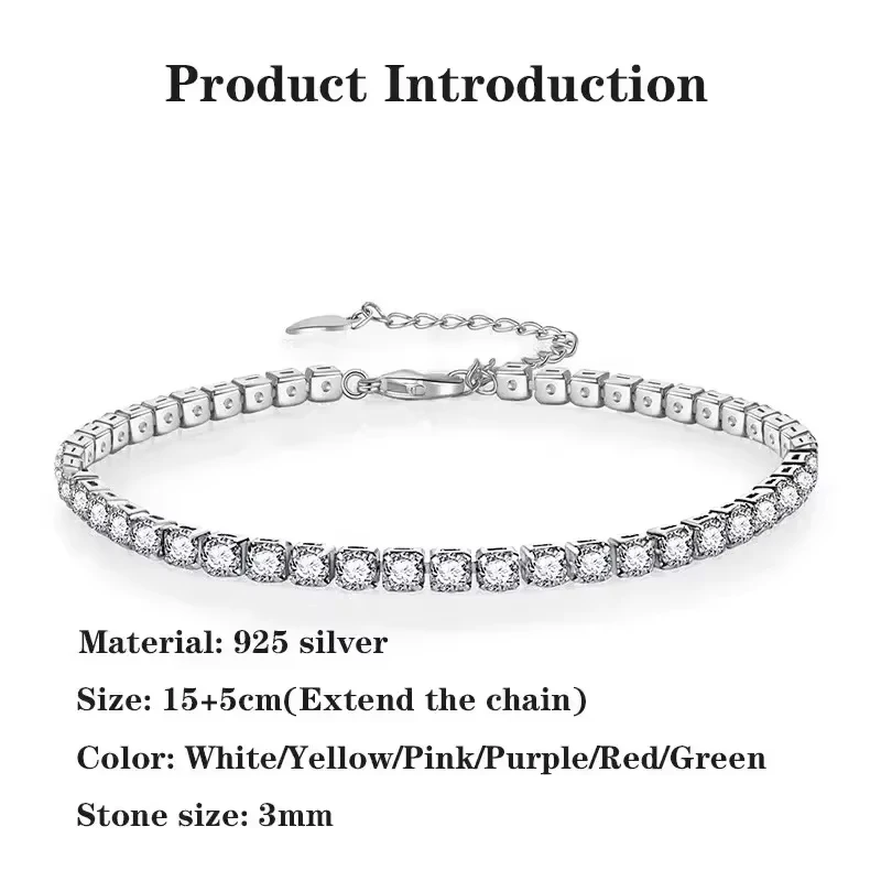 Heiß begehrtes klassisches, funkelndes Damenarmband aus 925er Silber mit Zirkonia, Überraschungsgeschenk – Detail 6