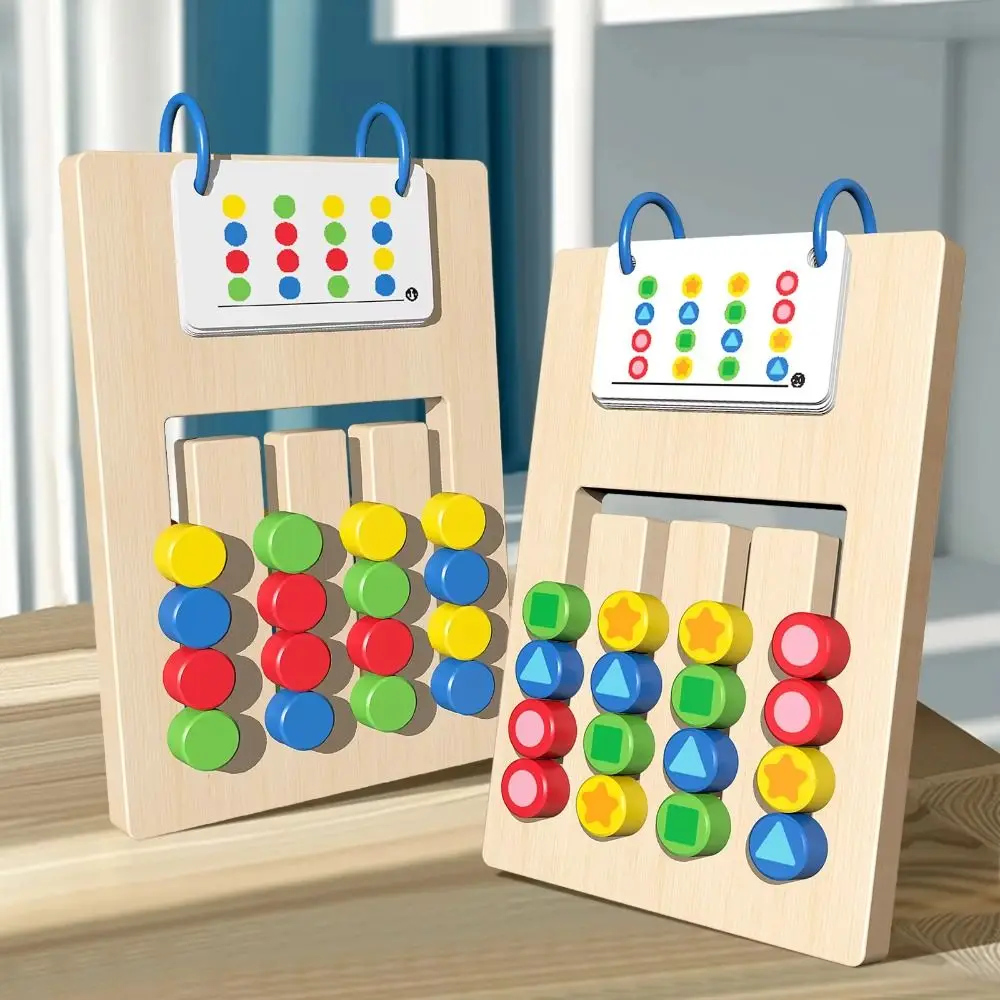 Gioco di abbinamento colori a 4 colori Il pensiero Montessori su due lati sviluppa puzzle cognitivi educativi precoci in legno