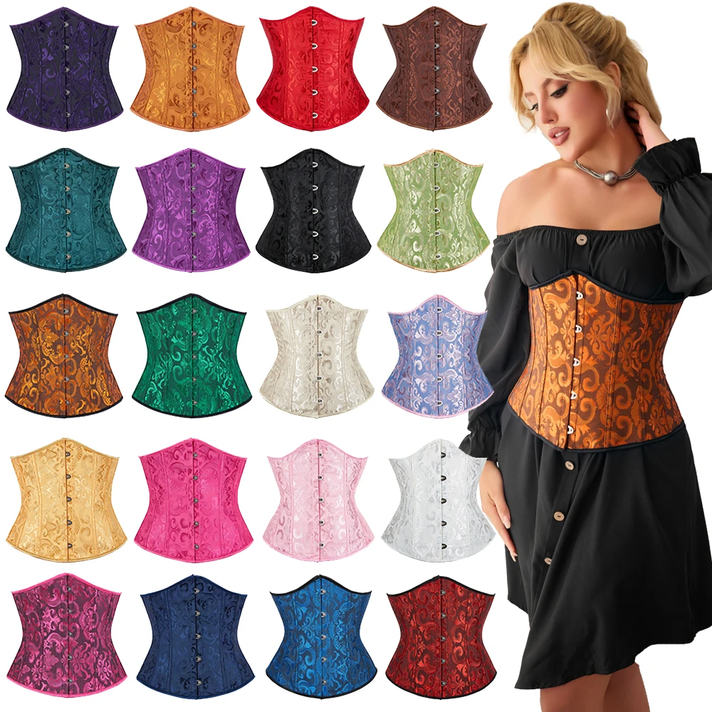 

HOT SALE!!! Jacquard Underbust Corset Cupless Basques Plus Size Corselet Mulheres Espartilhos Corpete