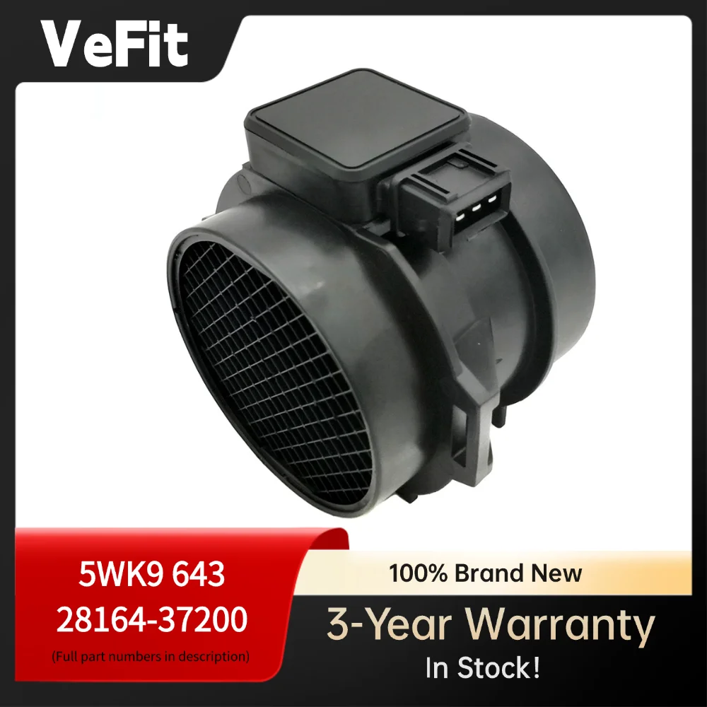 

Mass Air Flow Meter Sensor for Hyundai Elantra Sonata Santa Fe Tucson Kia Sportage Magentis | 28164-37200 5WK9643 | 2.5L 2.7L V6