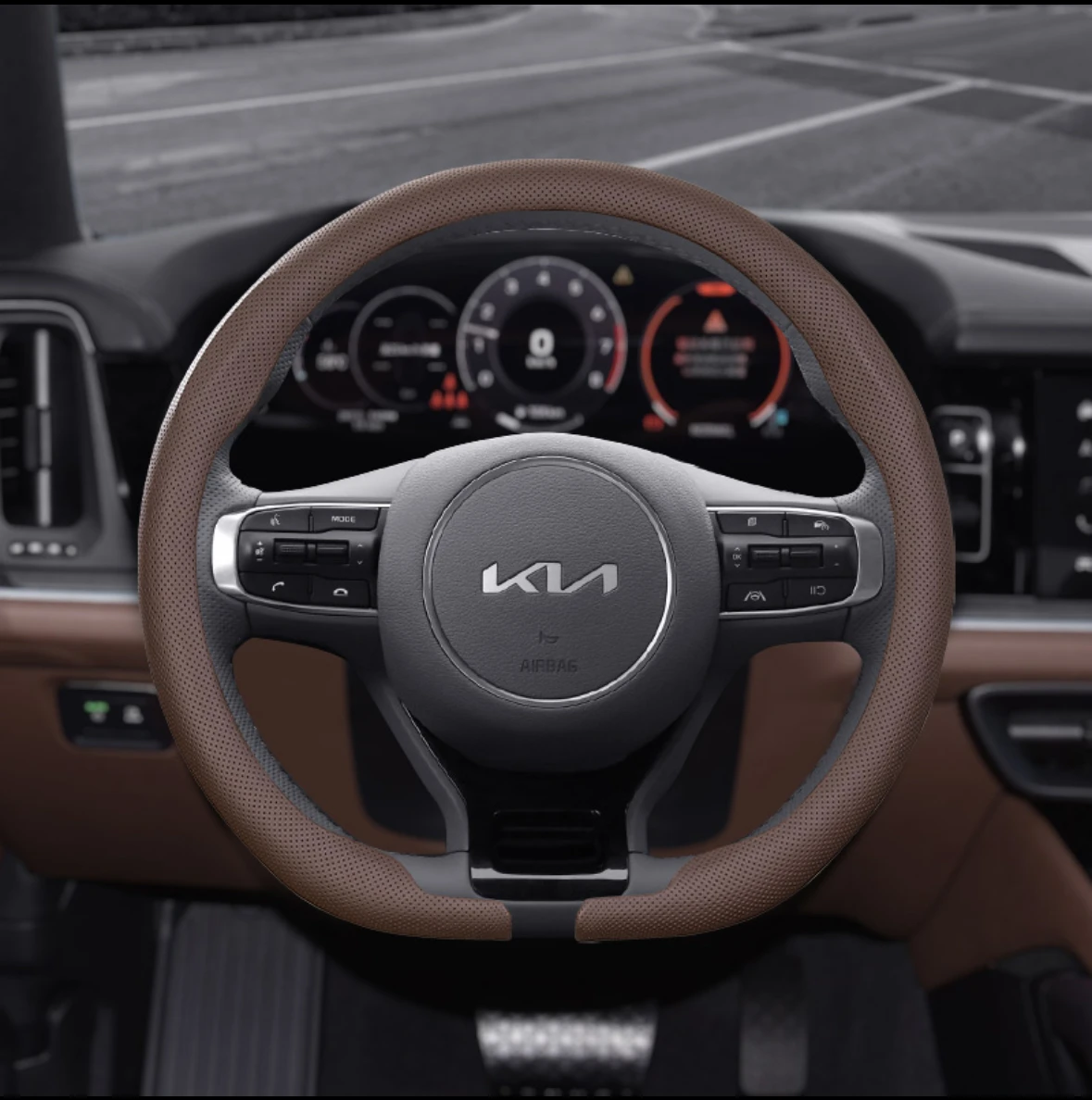For KIA Car Steering Wheel Cover Nappa Leather Car Sreering Cover Rio Sorento Sportage Forte K3 K5 Stonic Strong Spectra Optima view 5