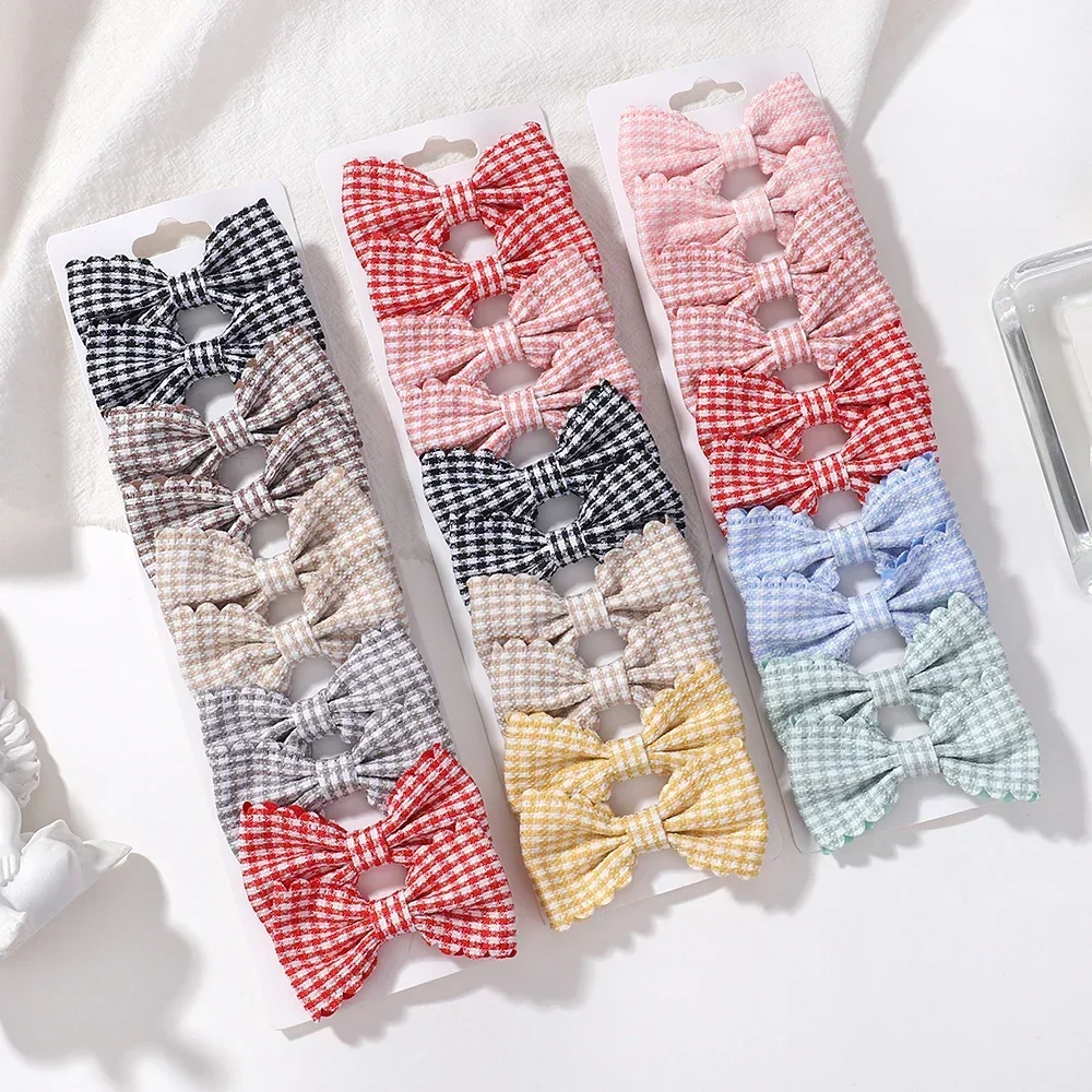 

10PCS/Set New Girls Cute Plaid Print Hairpins for Kids Children Sweet Headband Hair Clips Barrettes Fashion Bow Hair Accessories