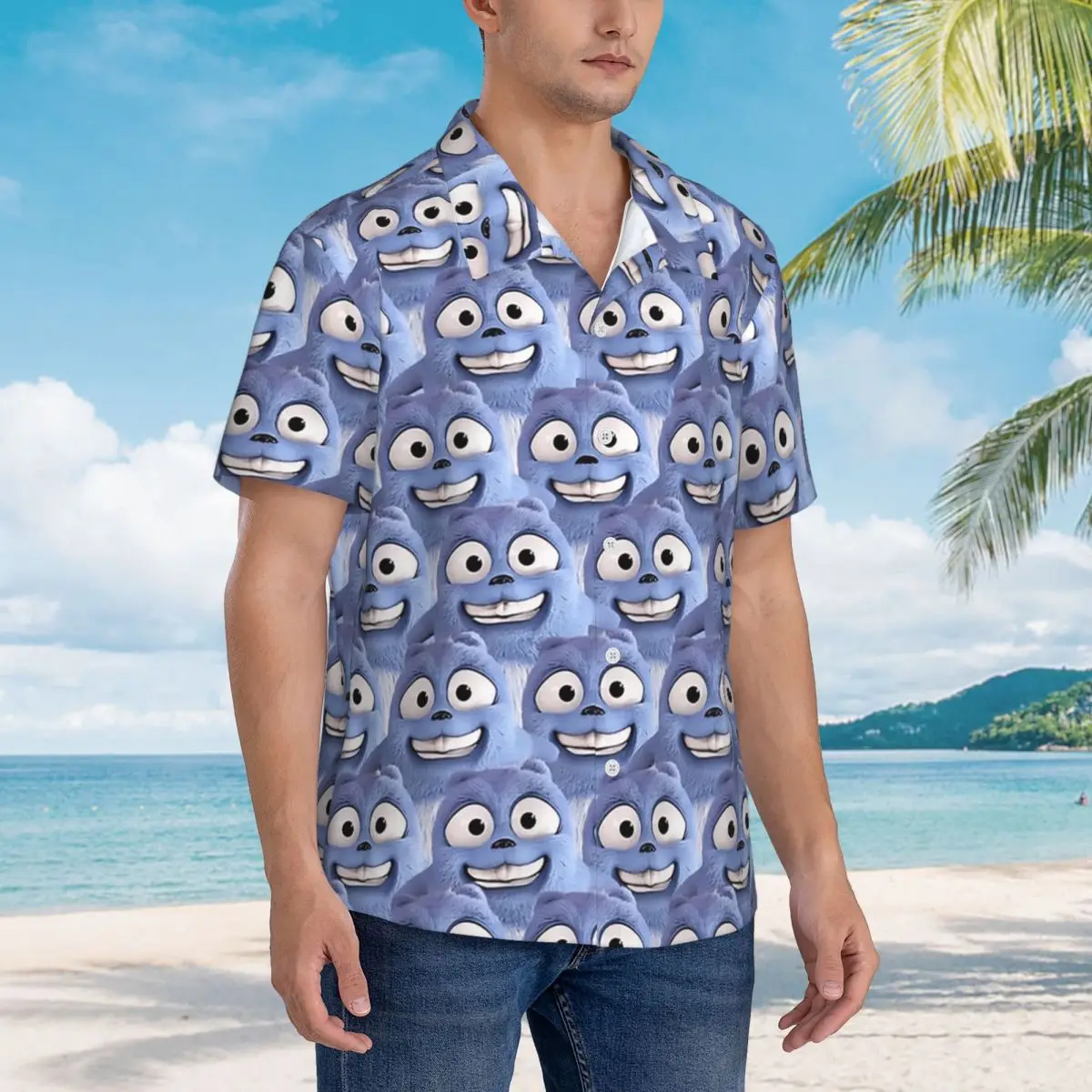 

Grizzy And The Lemmings Hawaiian Shirts Funny Men Short Sleeve Shirt for Summer Beach Men's Button Tops