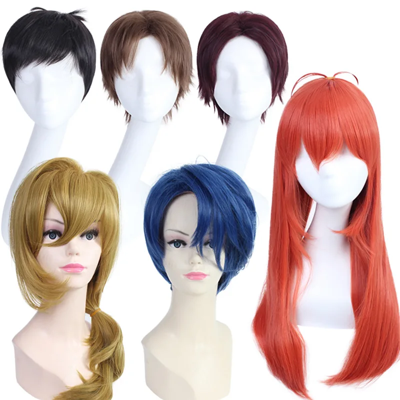 

Synthetic Cosplay Wig Short Orange Brown Hair Costume Party Role Play Heat Resistant Fiber Daily Wear Halloween Anime Style