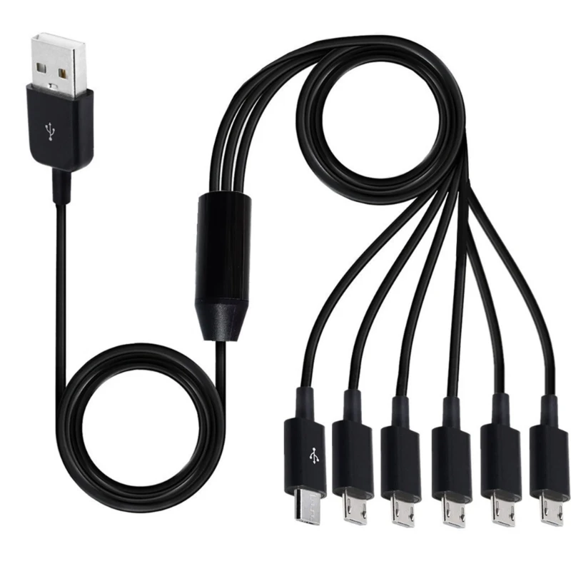 USB 2.0 Type A Male to Micro USB Male 1 to 6 Splitter Cable Data