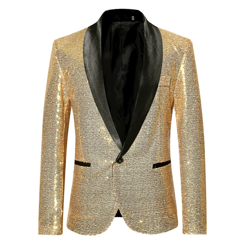 Customized high quality personalized sequined suit jacket fashionable slim dress jacket wedding host suit jacket