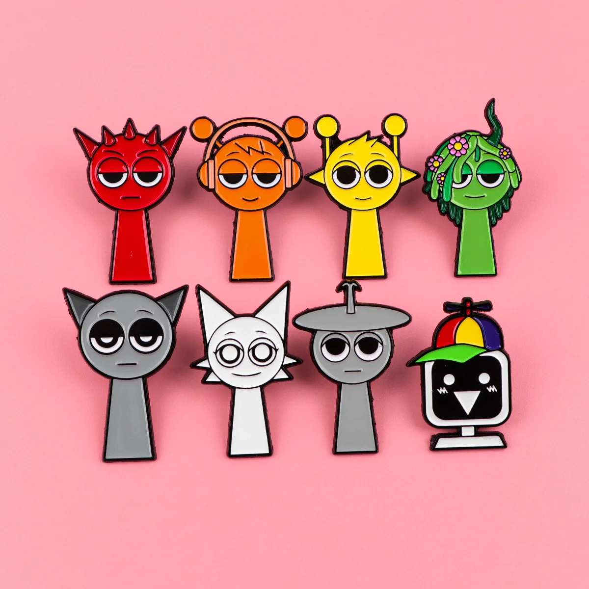 8 szt. Broszki Sprunki Hot Game Emaliowane Przypinki Cartoon Oren Raddy Simon Metalowa Odznaka Dekoracja Śliczne Akcesoria do Ubrań Plecaka Prezent
