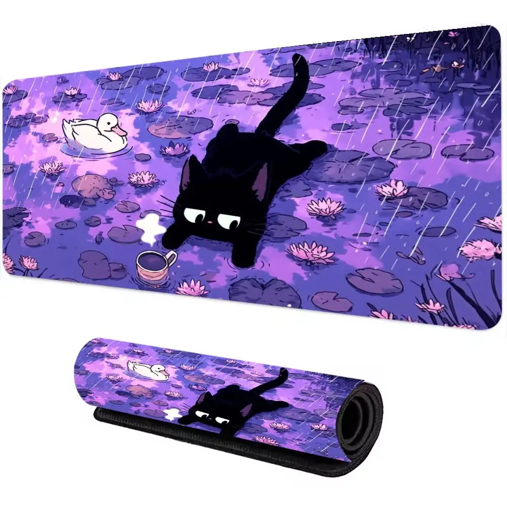 

Cute Black Cat Pattern Mouse Pad Office Desk Mat / Gaming Pad Rubber Anti-Slip Durable Office Accessory Keyboard Desk Pad900x400