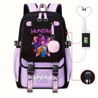Anime KPop Demon Hunters Backpack Kawaii School Bags Girls Boy Cartoon Large Capacity Bookbag for Teenager USB Charging Backpack