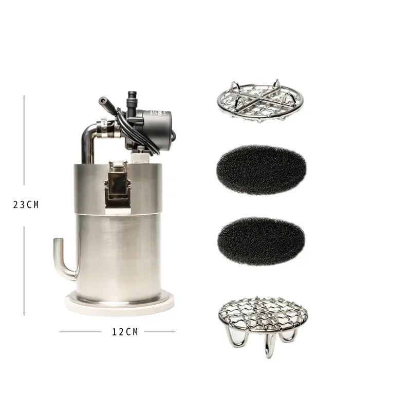 Mini Stainless Steel Aquarium Canister Filters Table Top Fish Tank External Filter Barrl with Water Pump ADA Style 수족관