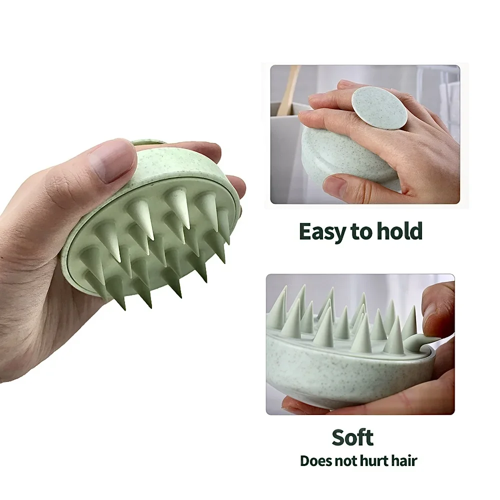 Wheat Straw Silicone Head Wash Comb, Clean Care, Root Coceira Scalp Massagem, Escova de chuveiro, Bath Spa, Shampoo Anti-Caspa