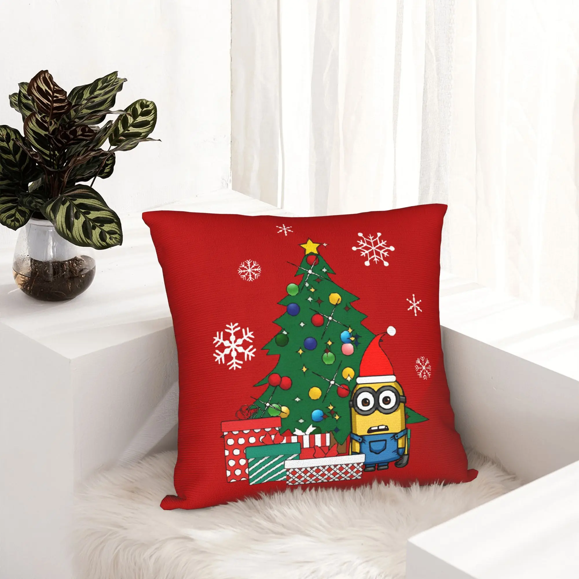 Cartoon M-Minions Christmas Pillowcase Soft Polyester Cushion Cover Gift  Throw Pillow Case Cover Home Square 40*40cm