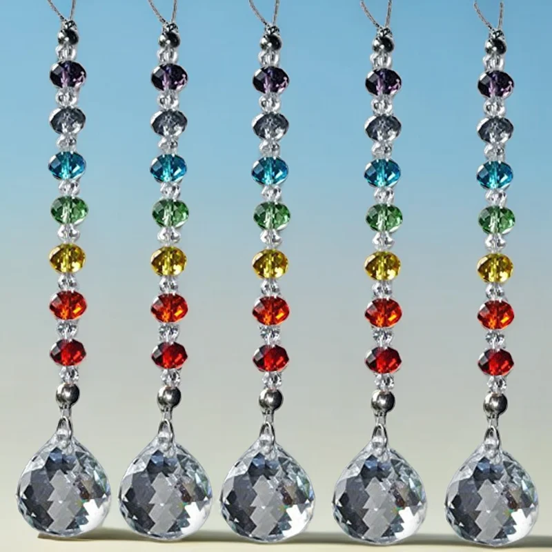 1PCS 20mm Crystal Suncatcher Ball Prism Chakra Rondelle Beads Pendant Rainbow Maker Hanging Home Garden Decoration