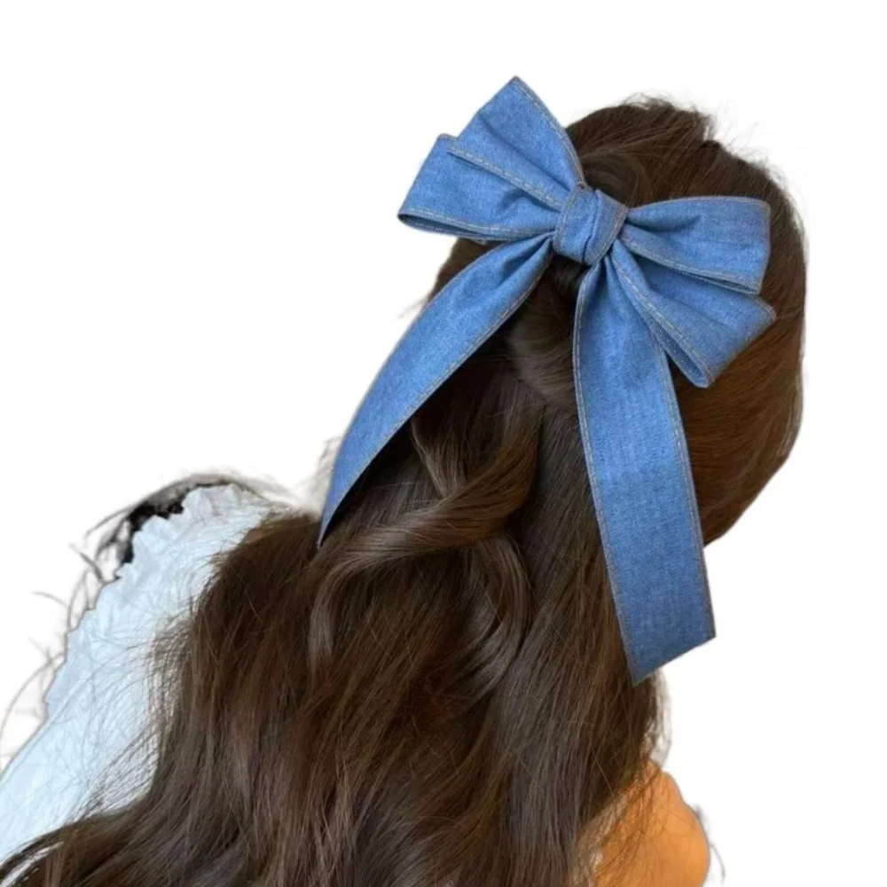 

Simple Cowboy Bow Hairpin Sweet Solid Color Hair Clip Small Gold Label Handmade Duckbill Hairpin Girls