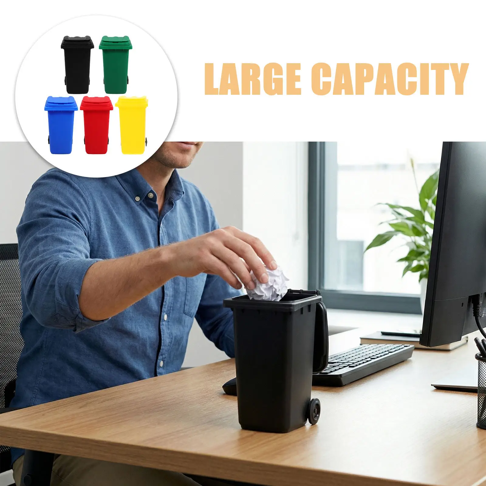 5 Pcs Desk Trash Can Waste Paper Basket Classroom Pencil Baskets Decorative Cup
