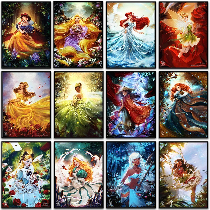 

Daimond 5D DIY Diamond Painting Disney Princess Snow White Mermaid Home Decor Full Square&Round mosaic embroidery Cross stitch