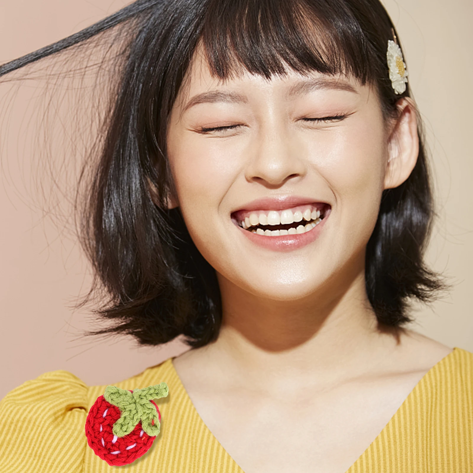 

5 шт., вязаная клубничная шляпа, декор, аксессуары для одежды «сделай сам», милый мини-шерстяной материал «сделай сам», для сумки, головной убор, подарок для рукоделия