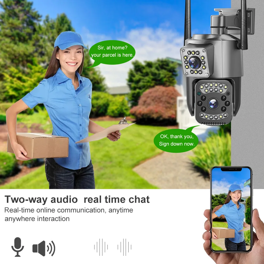 V380 high-definition surveillance camera WiFi outdoor waterproof ball machine home remote security monitoring camera AI auto tra
