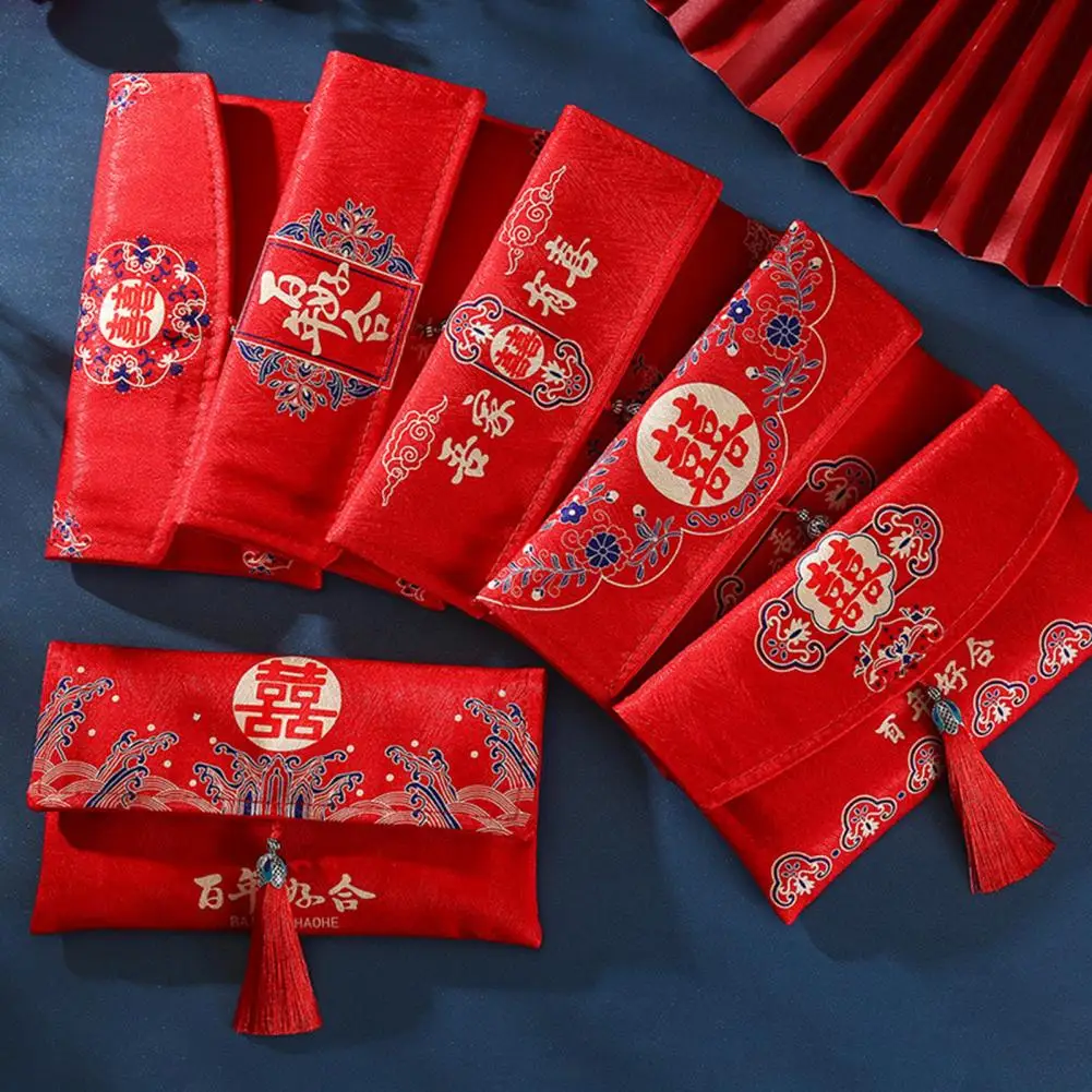 

Tassel Red Envelope Chinese Style Delicate Fabric Art Tassel Design Money Bag Purse Gift Wedding New Year Party Supplies