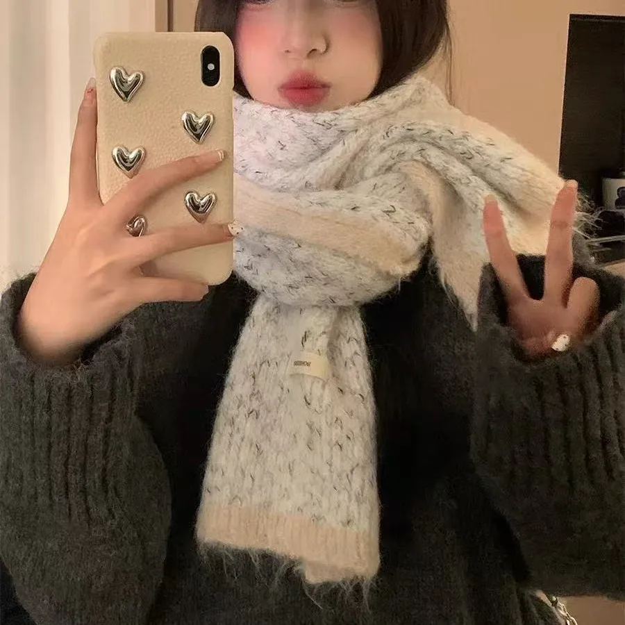 

Korean High-end Sense Thickened Warm Knitted Scarf Women's Autumn and Winter Wool Soft Waxy Scarf Student Versatile