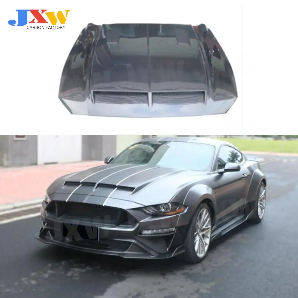 

Carbon Fiber Car Engine Hood Bonnet For Ford Mustang 2.3 5.0 2018 UP Engine Hood Bonnet Cover FRP Car Accessories Body Kits