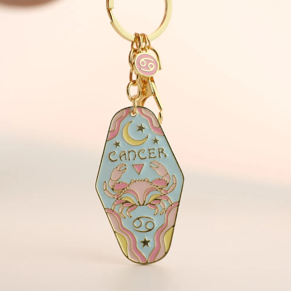 

Capricorn 12 Constellation Keychain Taurus Ornaments Constellation Metal Pendant Bag Hanging Charms Lion Car Keyring Gifts