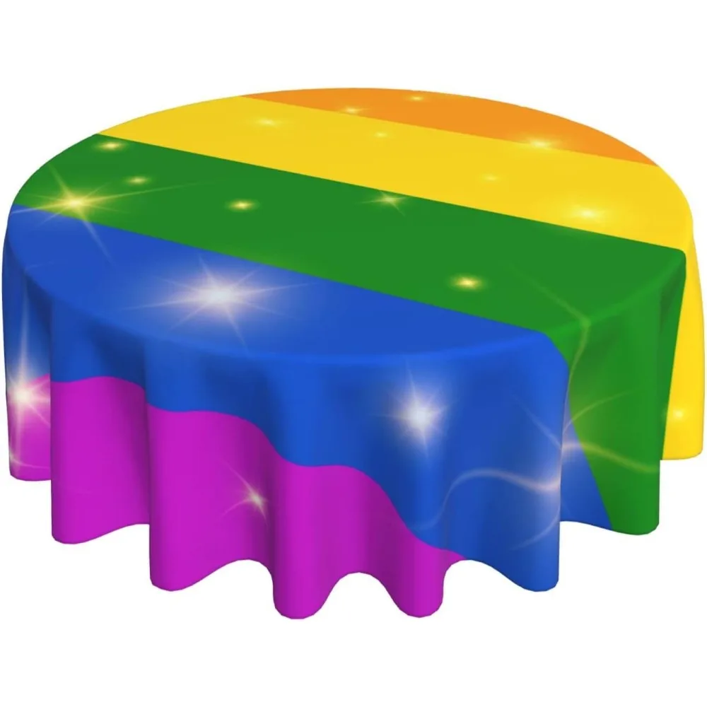 

Rainbow Tablecloth Round Table Waterproof Washable Tablecloth for Home Kitchen Dining Picnic Party 60 Inches