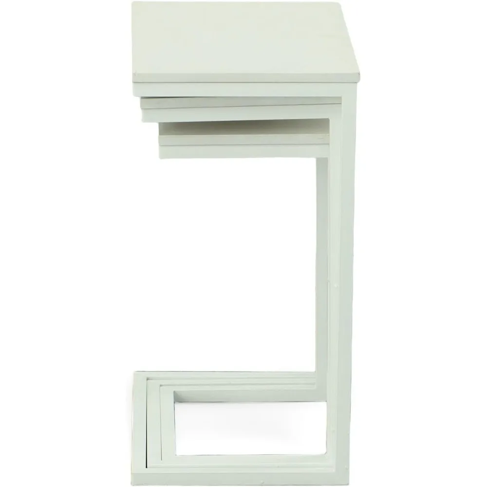 مجموعة طاولة التعشيش الخشبية المستطيلة الحديثة مع إطار من سبائك الصلب للأثاث الموفر للمساحة #6