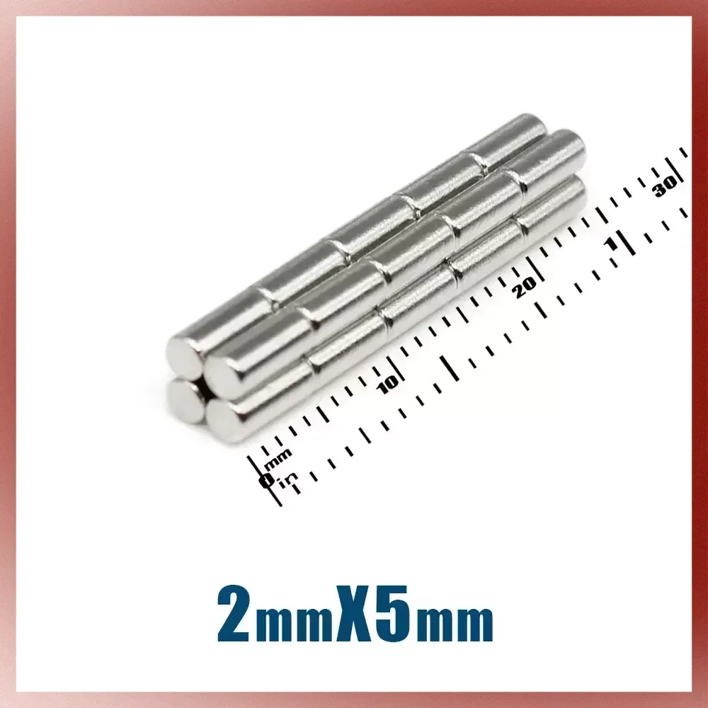 

100/200/500/1000PCS 2x5mm Long Strong Powerful Magnets Disc Permanent Magnet Small Round Neodymium Magnet