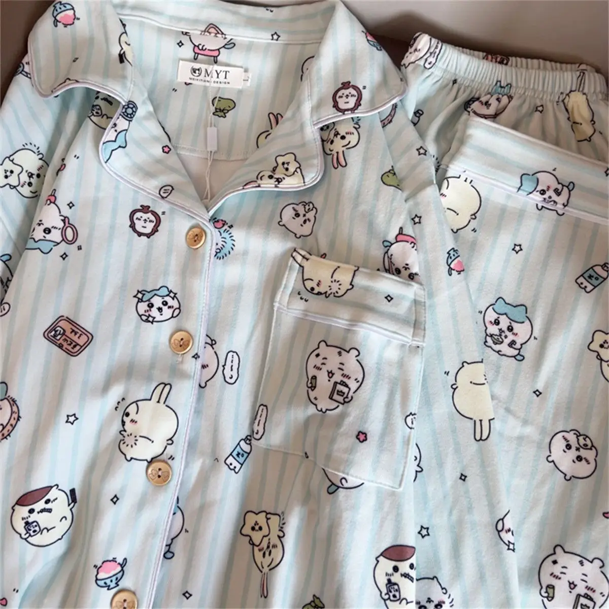 

Chiikawa Pajamas Set Women Long Sleeve Pants Spring Autumn Kawaii Cute Loungewear for Students Home Sleepwear Girls Gift Toys