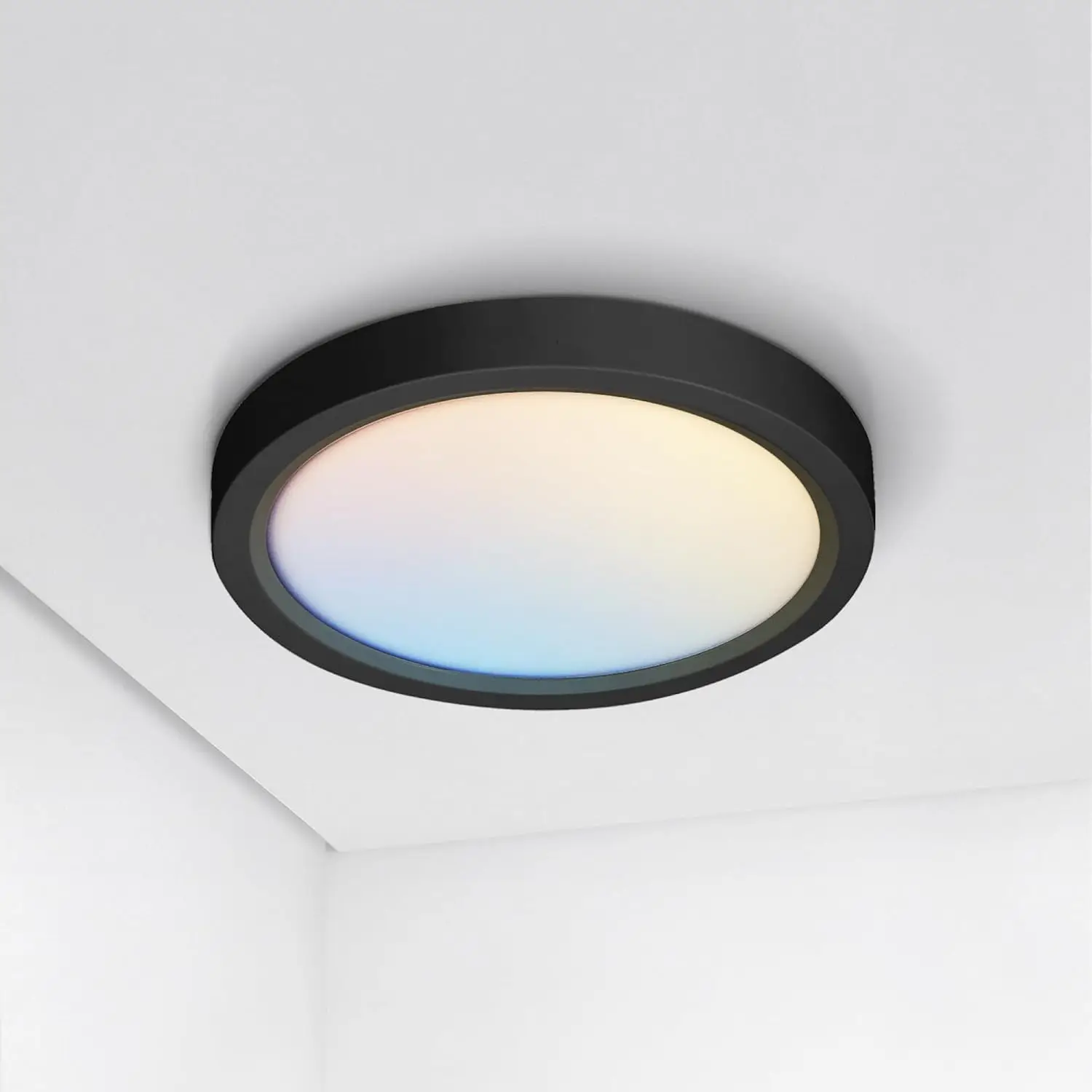 

7" Round Flush Mount Ceiling Light, 15W 1260LM Dimmable, 5CCT 2700-6000K, Ultra-Thin, ETL, Black