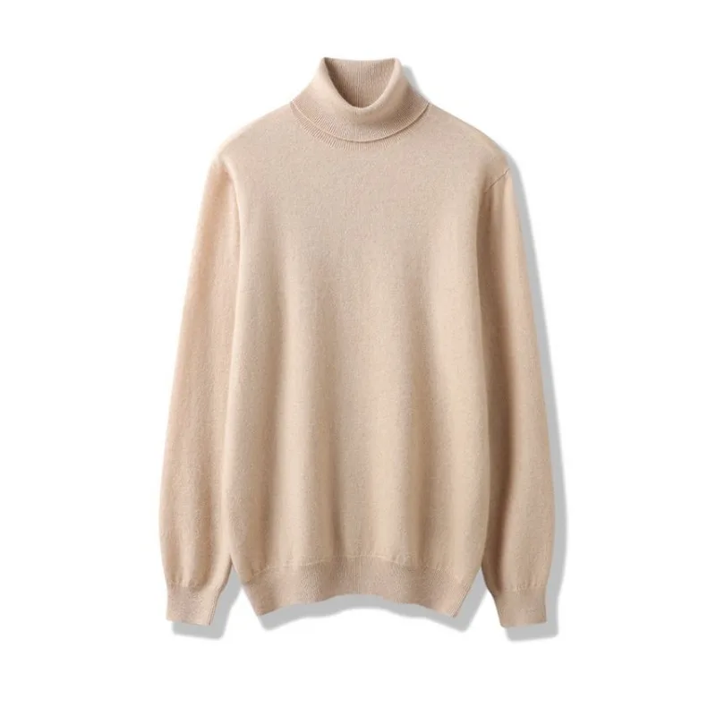 

Универсальный и модный новый мужской пуловер из чистого кашемира с высоким лацканом, рубашка с утолщенным дном