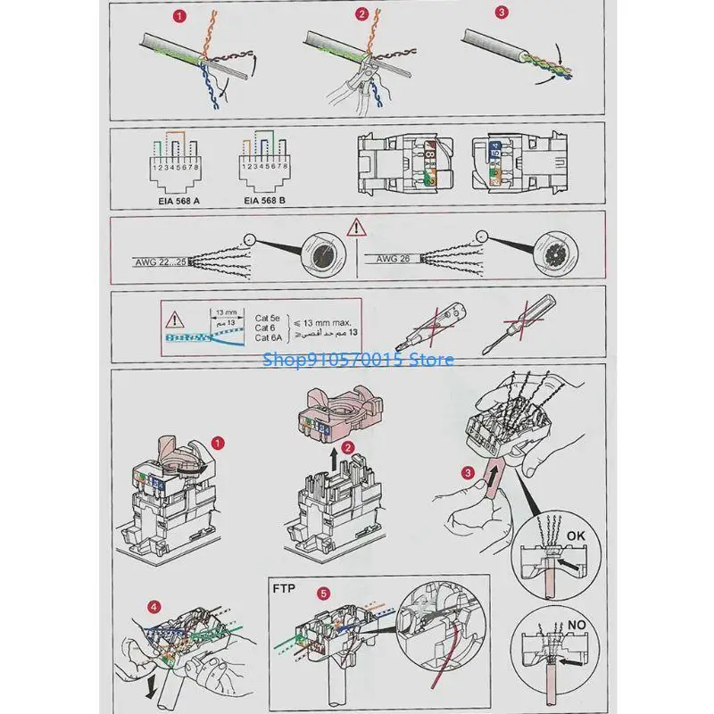 لوحة حائط إيثرنت B95C، لوحة حائط Keystone مع ملحق قارنة توصيل RJ45 Keystone