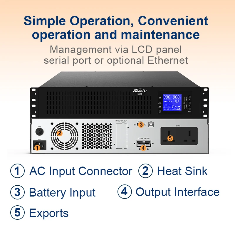 UPS en línea monofásico de montaje en rack 1KVA 2KVA 3KVA Fuente de alimentación ininterrumpida Doble conversión en línea Ups
