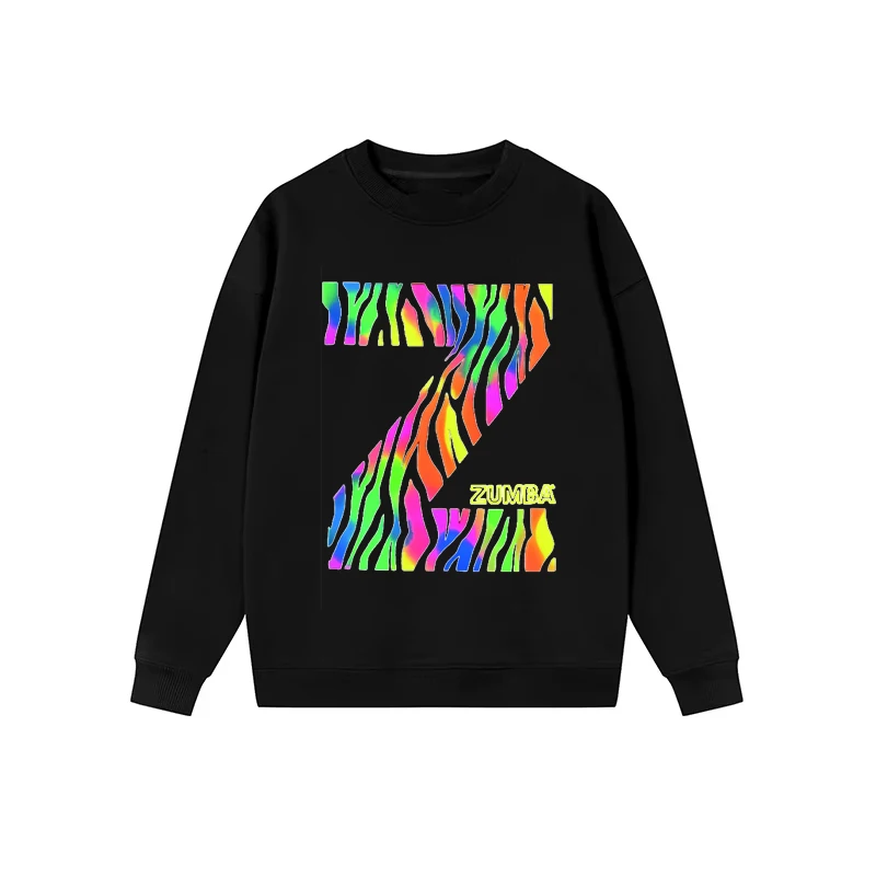 ZW ZIN CON 2024 Women's Fashion Casual Display Dancing Fitness Yoga Sports Cotton Printed Group Dance Suit Garden Collar Sweater