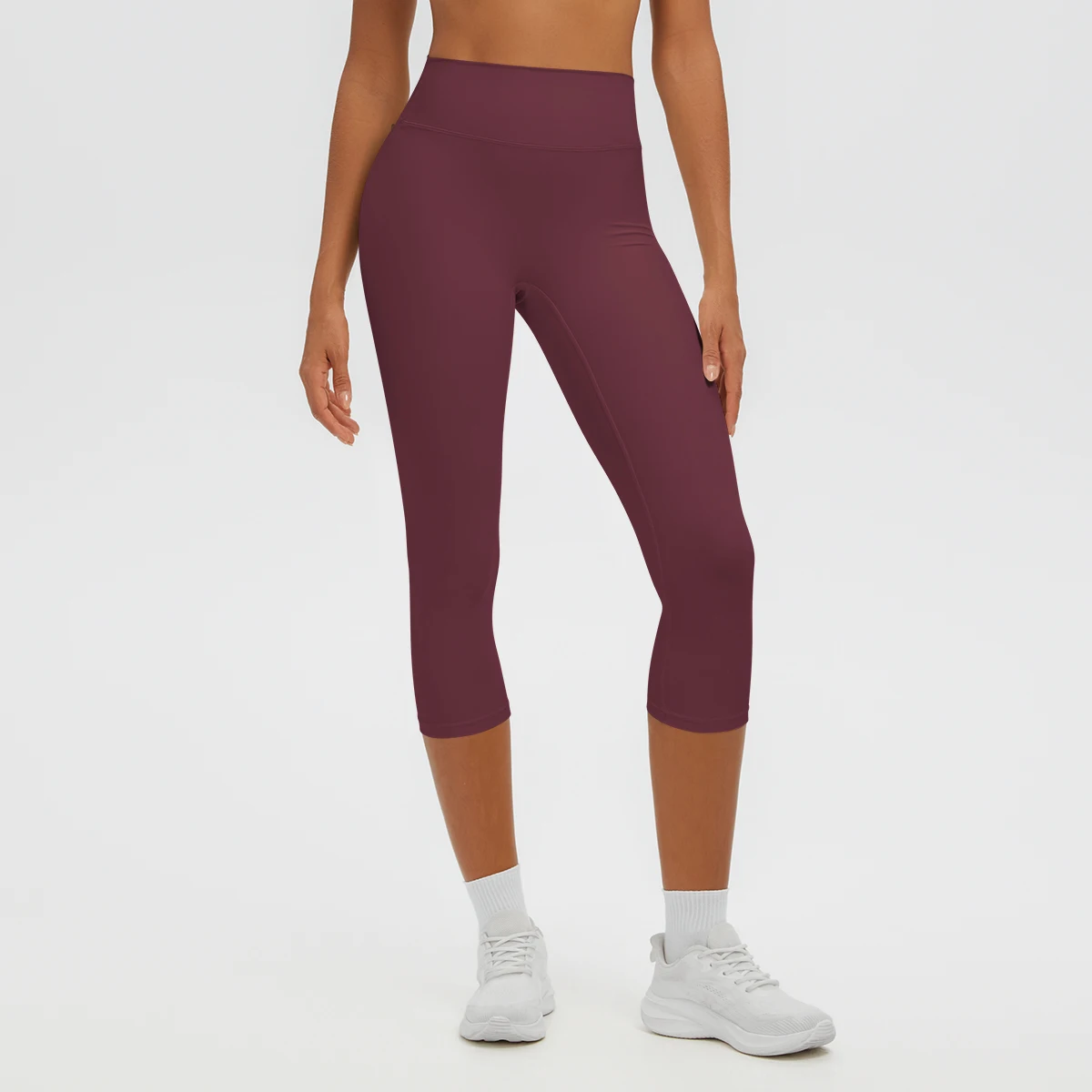 Damen-Yoga-Hosen in mittlerer Länge, einfarbig, mit hoher Dehnbarkeit, Damen-Leggings, Capri-Hosen, für Sommer, Sport, Fitnessstudio, Outdoor-Aktivitäten, Laufen, Damen-Hosen. – Detail 16