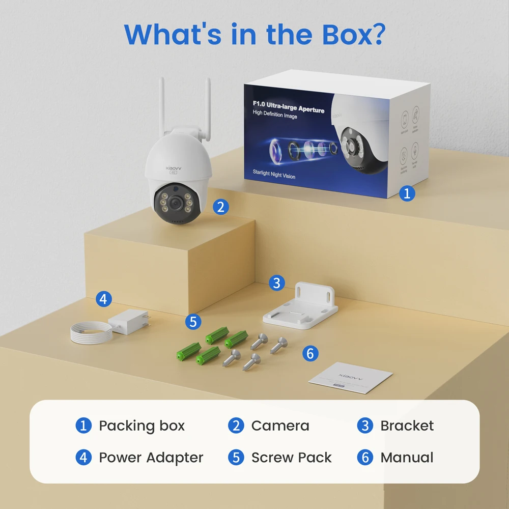 XIAOVV 4G SIM 3MP ضوء النجوم الأمن في الهواء الطلق كاميرا متحركة IP66 مقاوم للماء مع التحدث في اتجاهين وكشف الحركة المراقبة عن بعد