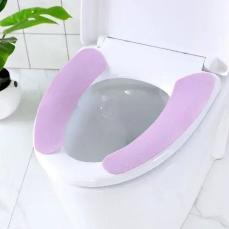 Portable Reusable Soft Warm Toilet Seat Cushion Washable Paste Type Bathroom Seat Cover Household Accessories Supplies