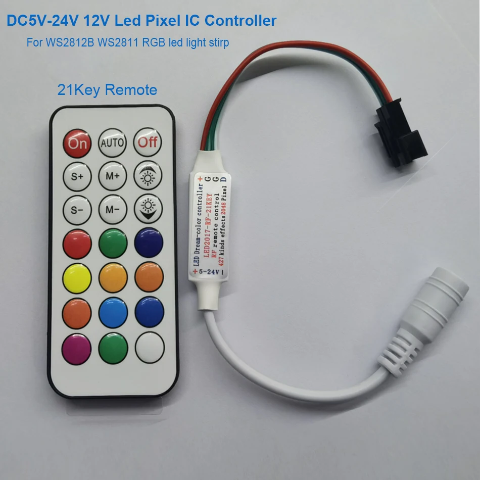 

DC5V 12V 24V 21Key RF SPI RGB светодиодный контроллер для WS2811 WS2812B SK6812 RGB светодиодные пиксели световая полоса