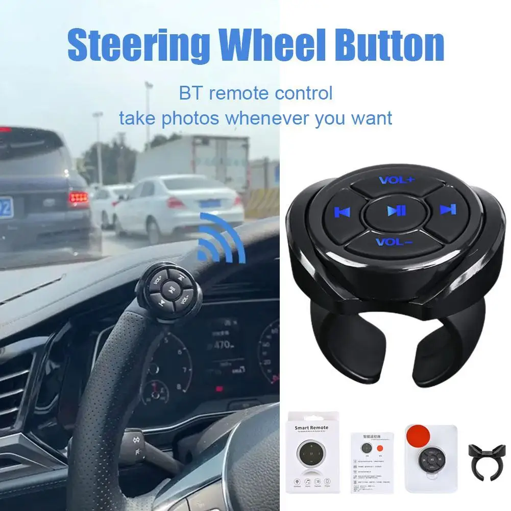 

Wireless Bluetooth-compatible Media Button Remote Controller For Car Motorcycle Bike Steering Wheel 5 Keys Car DVD Music Player