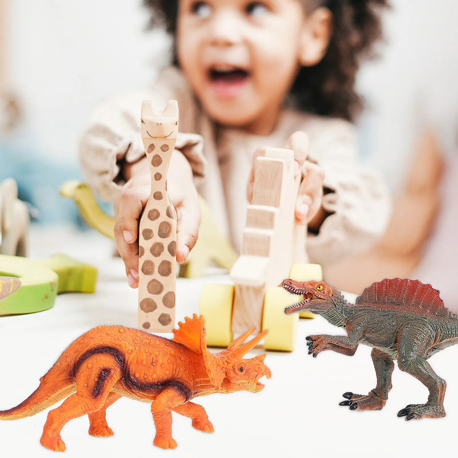 

2Pcs Creative Dinosaur Adornment Durable Rubber Material Home Office Decoration Kids Simulate Dinosaur Animal Toy