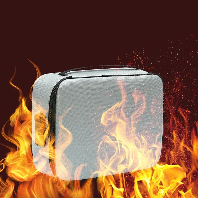 ID Storage Bag with Lock Fireproof Document Bag Briefcase Fireproof Waterproof Document Storage Storage Bag